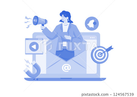 A Digital Marketer Send Email Marketing To Customer A Digital Marketer Send Email Marketing To Customer 124567539