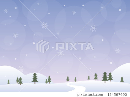 下雪的冬天風景背景插畫素材 下雪的冬天風景背景插畫素材 124567690