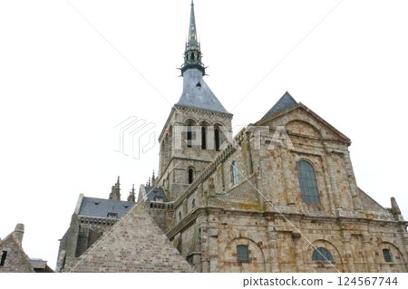 Mont Saint-Michel towering in the winter sky Mont Saint-Michel towering in the winter sky 124567744