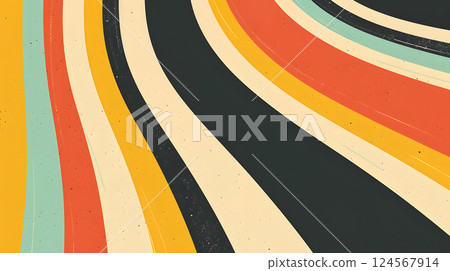 Retro Abstract Wave Pattern in Vibrant Warm and Cool Tones 124567914