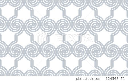 Abstract geometry pattern in Arabian style. Seamless vector background. White and gray graphic ornament. Simple lattice graphic design 124568451