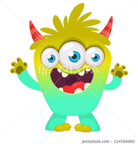 Angry cartoon flying monster with funny face. Halloween vector illustration. Great for package or party decoration 124568860