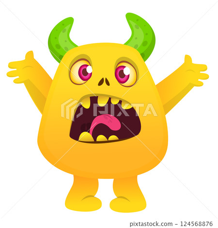 Angry cartoon flying monster with funny face. Halloween vector illustration. Great for package or party decoration 124568876