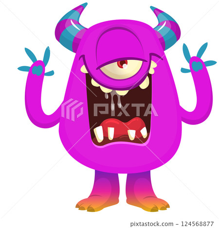 Angry cartoon flying monster with funny face. Halloween vector illustration. Great for package or party decoration 124568877