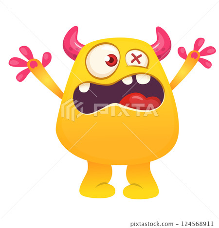 Angry cartoon flying monster with funny face. Halloween vector illustration. Great for package or party decoration 124568911