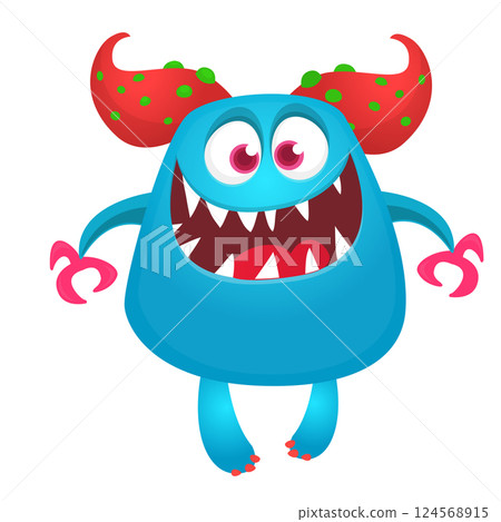 Angry cartoon flying monster with funny face. Halloween vector illustration. Great for package or party decoration 124568915
