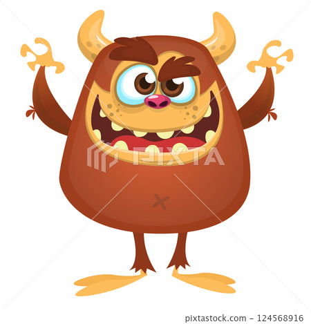 Angry cartoon flying monster with funny face. Halloween vector illustration. Great for package or party decoration 124568916