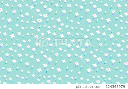 Random hand-drawn floral pattern_peppermint 124568979
