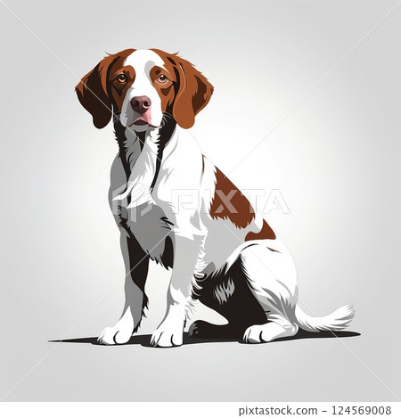 Brittany Spaniel taking a rest after playing Brittany Spaniel taking a rest after playing 124569008