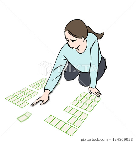 Illustration of a competitive karuta game 124569038