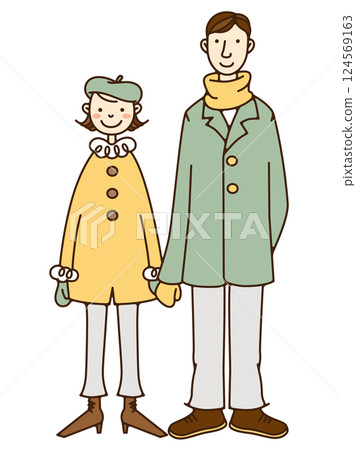Couple on a date in winter 124569163