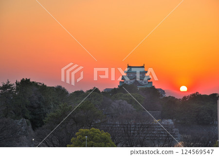 愛知縣夕陽下的名古屋城塔 愛知縣夕陽下的名古屋城塔 124569547