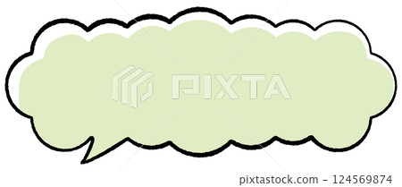 A simple speech bubble with a line drawing style. Fluffy, fine clouds, horizontal, tail left, stylish color. A simple speech bubble with a line drawing style. Fluffy, fine clouds, horizontal, tail left, stylish color. 124569874