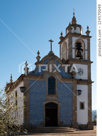 View of tower bell at Vila Real Igreja do Calvario cathedral, in Vila Real Downtown View of tower bell at Vila Real Igreja do Calvario cathedral, in Vila Real Downtown 124570049