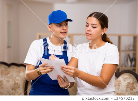 Master gives a contract for the provision of services to a young woman for signature 124570232