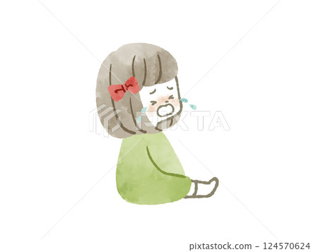 Crying girl - watercolor 124570624