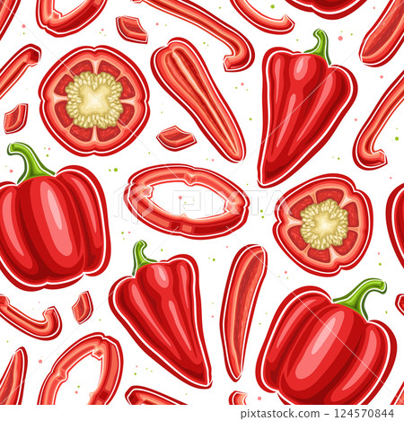 Vector Red Pepper Seamless Pattern 124570844