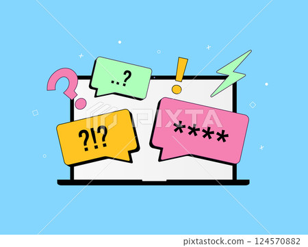 Online toxicity, harmful content, and cyberbullying in social media. Digital harassment, misinformation and online abuse threats. Internet safety concerns. Toxic content vector illustration and icons 124570882