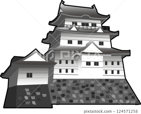 Odawara Castle in monochrome 124571258