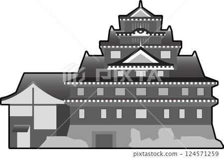 Monochrome Okayama Castle 124571259