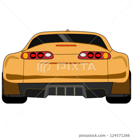 A rear view of a Cartoon japan tuned car.  illustration 124571266