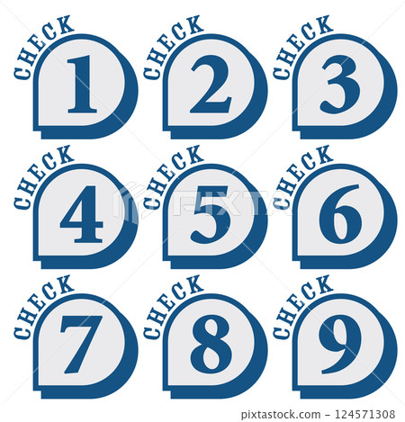 Illustration material: Number icon set 1 to 9 Illustration material: Number icon set 1 to 9 124571308