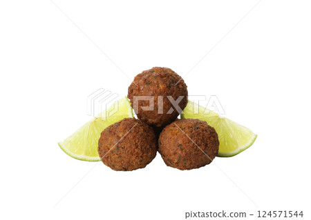 PNG falafel with lime isolated on white background. PNG falafel with lime isolated on white background. 124571544