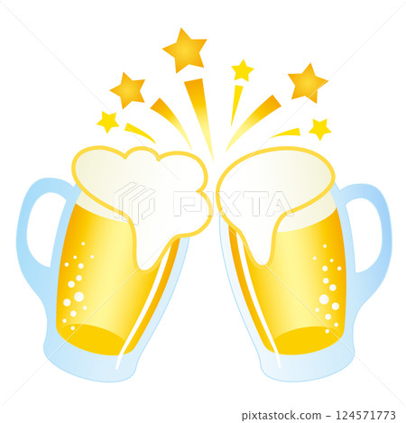 Cheers with beer mugs! 124571773