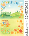 Autumn grassland and family 124572024