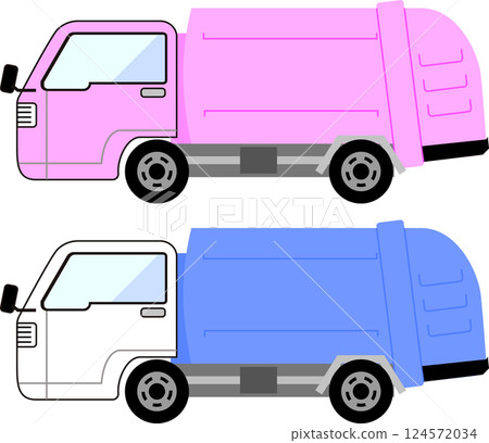 垃圾車向量插圖集 124572034