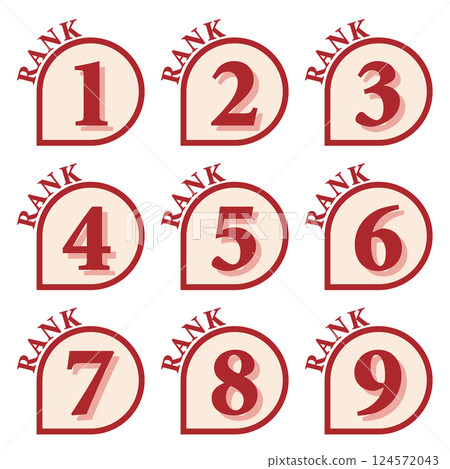 Illustration material: Number icon set 1 to 9 Illustration material: Number icon set 1 to 9 124572043