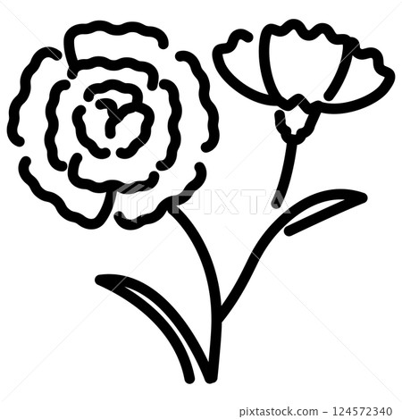 Easy to use black line icon Carnation Monotone Easy to use black line icon Carnation Monotone 124572340