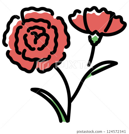 Easy to use black line icon Carnation Color Red Easy to use black line icon Carnation Color Red 124572341