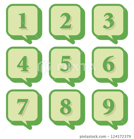 Illustration material: Number icon set 1 to 9 124572379