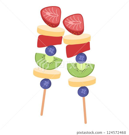 Colorful Fruit Brochette Sticks illustration 124572468