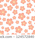 seamless pattern of pink forget-me-nots on a white background 124572840