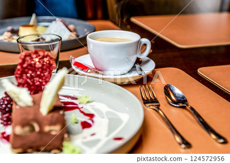 Haute cuisine gourmet and deluxe dessert fine sugar sweet art for coffee 124572956