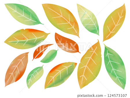 Watercolor leaf variations 124573107