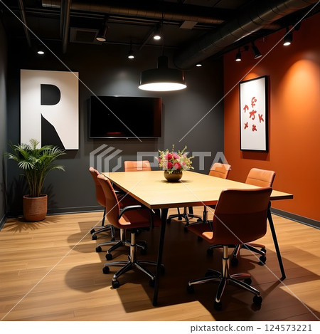 時尚的會議室/休息室 124573221