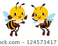 Cute bees searching for nectar 124573417