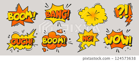 Comic speech bubbles set isolated on background Comic speech bubbles set isolated on background 124573638