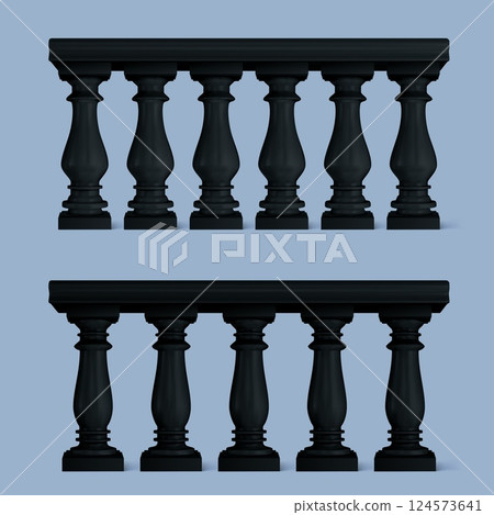 Decorative 3d balustrade silhouettes 124573641