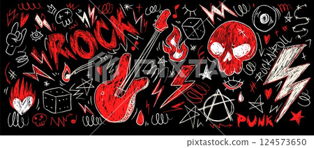 Punk rock music design elements collection Punk rock music design elements collection 124573650