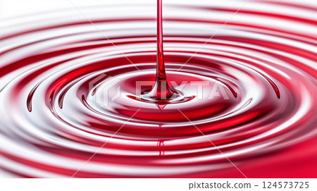"Motion footage of red liquid falling onto the water surface" 124573725
