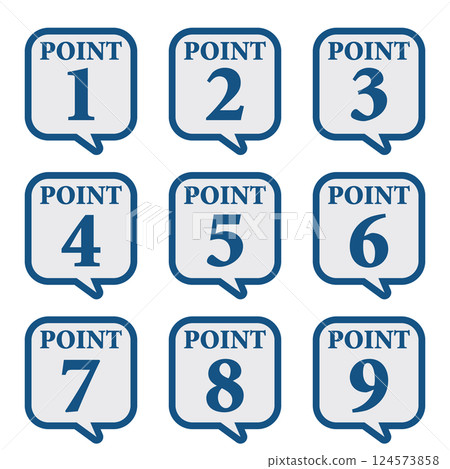 Illustration material: Number icon set 1 to 9 Illustration material: Number icon set 1 to 9 124573858