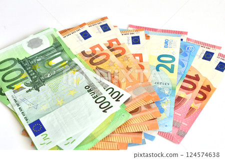 European currency of different denominations European currency of different denominations 124574638