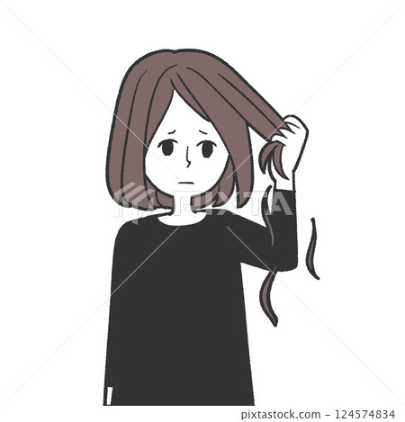 女孩拔掉她的頭髮 124574834