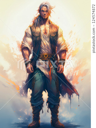 Rugged elderly male character design AI image 124574872