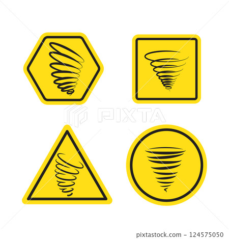 Tornado Warning Signs Set Hazardous Storm Alert Icons Vector 124575050
