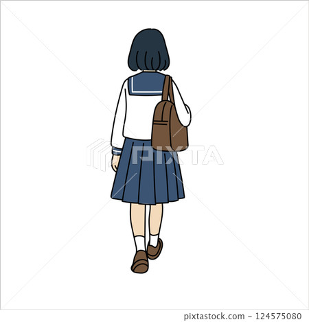 Back view of a high school girl in a sailor suit 124575080
